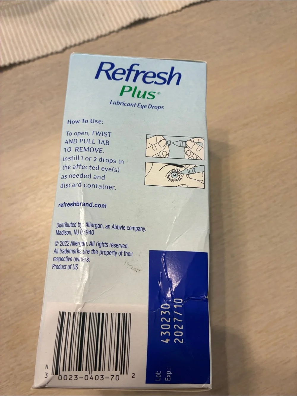 Refresh Plus Lubricant Eye Drops Preservative-Free Artificial Tears